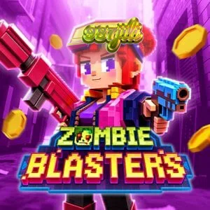 Zombie Blasters slot game interface na may retro arcade theme