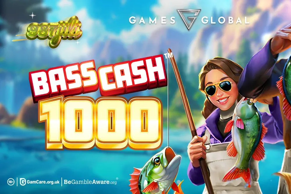 Isang makulay na visual representation ng Bass Cash 1000 slot game na may temang pangingisda.
